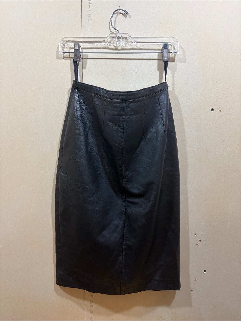 Genuine Leather Black Leather Midi Skirt Size 8